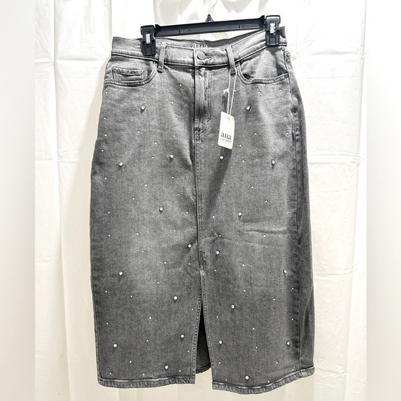 a.n.a Embellished Womens High Rise
Stretch Fabric Denim Skirt With Rhinestones - Picture 4 of 5